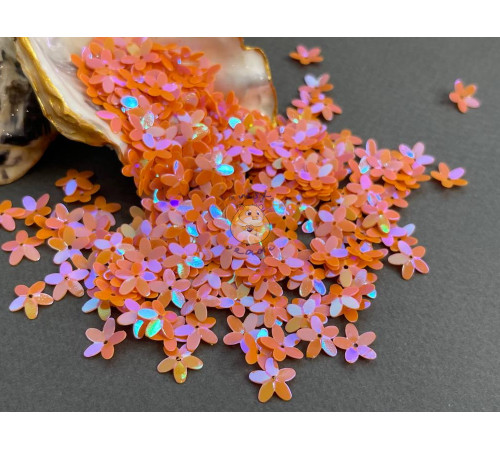 Пайетки Цветочки Opaque Orange Blue Luster 10 мм (3 г) Китай
