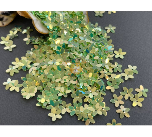 Пайетки Цветочки Opaque Light Green Yellow Luster 10 мм (3 г) Китай