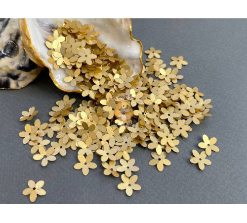 Пайетки Цветочки Metallic Brass Gold Matt 10 мм (3 г) Китай