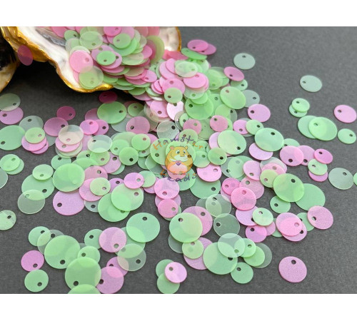 Пайетки со смещенным центром Mint/Light Rose Milky Mix 6-10 мм (3 г) Китай
