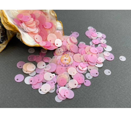 Пайетки со смещенным центром Light Peach/Light Rose Milky Mix 6-10 мм (3 г) Китай