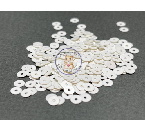 Пайетки Белые BIANCO Lustre плоские 4 мм / 3 г