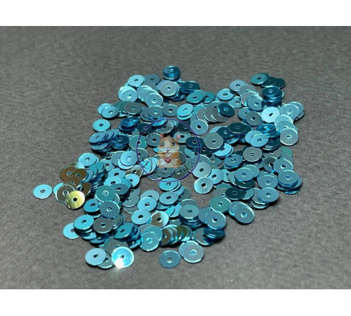 Пайетки Аквамариновые M.20 Metal плоские 4 мм / 3 г