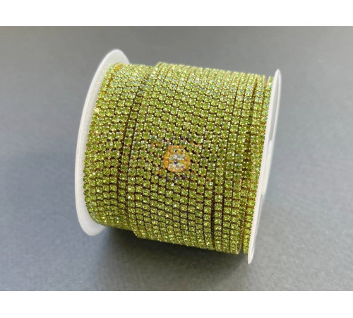 Стразовая цепочка Peridot/ оправа золото, ss4 (1.5 мм)