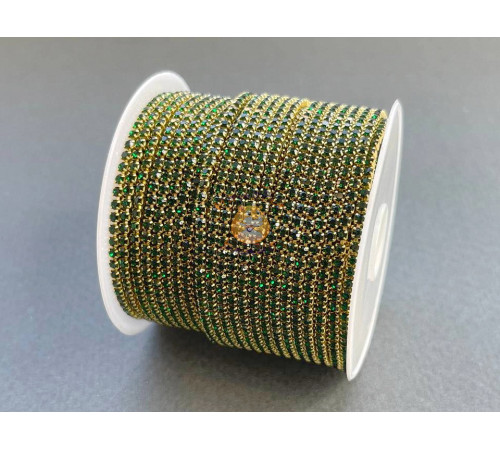 Стразовая цепочка Emerald/ оправа золото ss4 (1.5 мм)