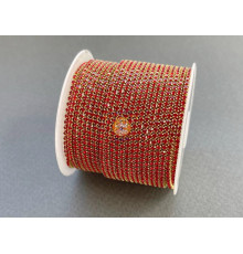 Стразовая цепочка Light Siam/ оправа золото, ss4 (1.5 мм)