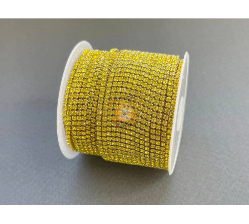 Стразовая цепочка Citrine/ оправа золото, ss4 (1.5 мм)