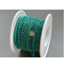 Стразовая цепочка Malachite/ оправа в тон кристалла, ss6 (2 мм)