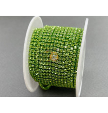 Стразовая цепочка Peridot/ оправа в цвет кристалла, ss6 (2 мм)