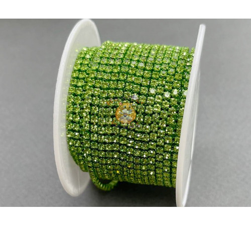 Стразовая цепочка Peridot/ оправа в цвет кристалла, ss6 (2 мм)
