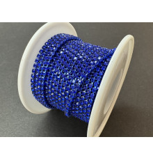 Стразовая цепочка Blue /оправа в тон кристалла, ss6 (2 мм)