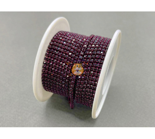 Стразовая цепочка Amethyst/ оправа в цвет кристалла, ss6 (2 мм)