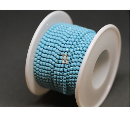 Стразовая цепочка Turquoise Blue /оправа light blue, ss6 (2 мм)