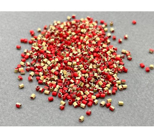 Бисер рубка COTOBE 11/0 - Opaque Red+Gold Matt
