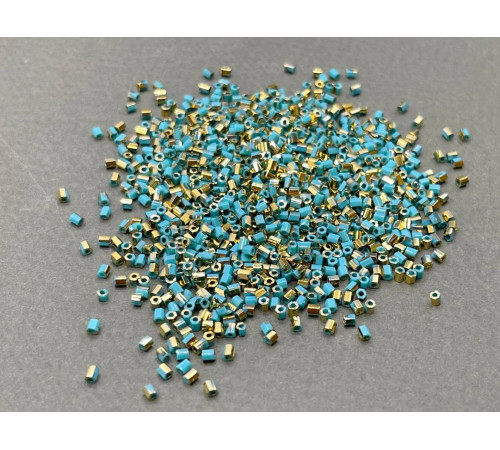 Бисер рубка COTOBE 11/0 - Opaque Turquoise+Gold
