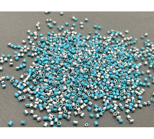 Бисер рубка COTOBE 11/0 - Opaque Turquoise+Silver Matt