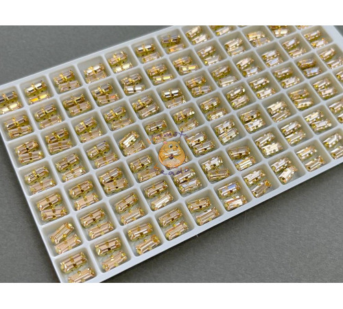 Стразы Багет Light Peach в оправе 7×3мм/ оправа золото