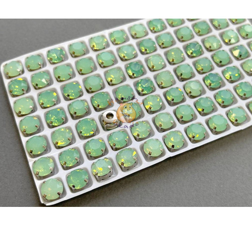 Шатоны Chrysolite Opal пришивные 8 мм/ оправа никель