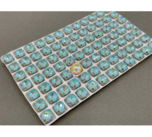 Шатоны Aquamarine NEO пришивные в оправе 8 мм/ оправа никель