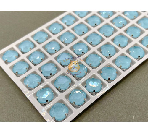 Стразы Кушоны лаковые Aquamarine Moka 10×10 мм/ оправа никель