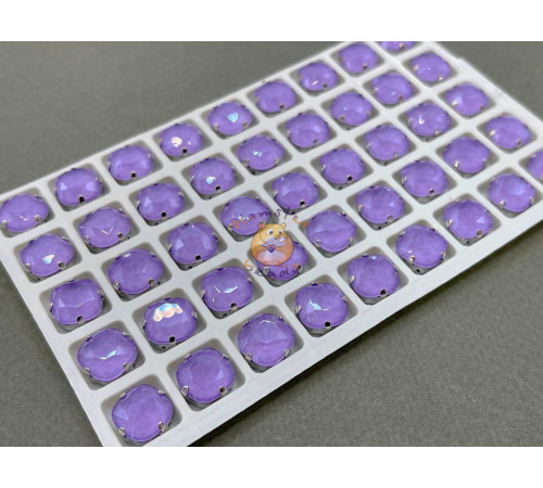 Стразы Кушоны лаковые Light Amethyst Moka 10×10 мм/ оправа никель