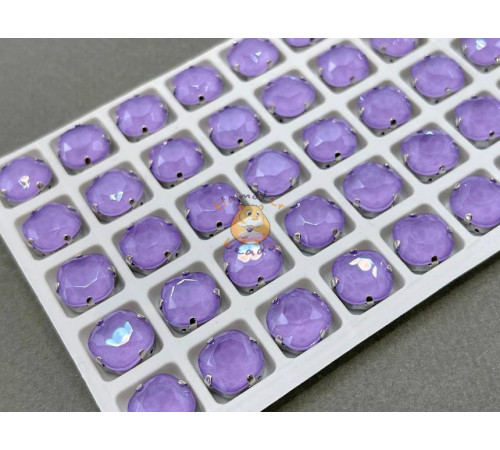 Стразы Кушоны лаковые Light Amethyst Moka 10×10 мм/ оправа никель