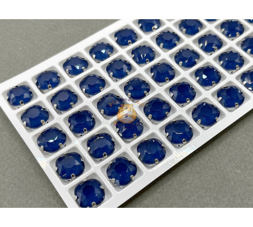 Стразы Кушоны лаковые Royal Blue Moka 10×10 мм/ оправа никель