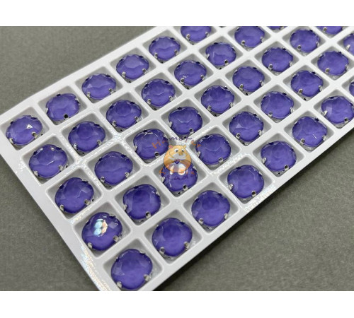 Стразы Кушоны лаковые Tanzanite Moka 10×10 мм/ оправа никель