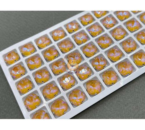 Стразы Кушон Light Smoked Topаz NEO пришивные в оправе 10×10 мм/ оправа никель
