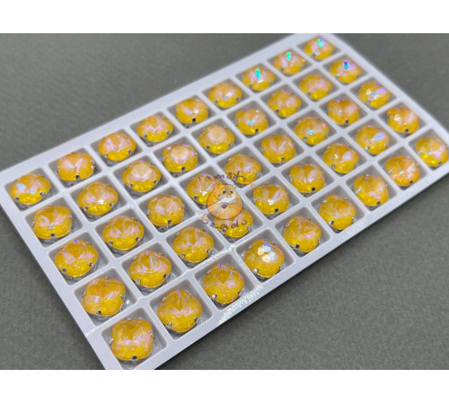 Стразы Кушон Sunflower NEO пришивные в оправе 10×10 мм/ оправа никель