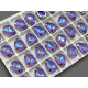 Стразы Капли Violet Fluorescent пришивные в оправе 14×10 мм/ оправа серебро