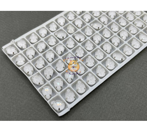 Стразы Капли лаковые Crystal Moka 10×7 мм/ оправа никель