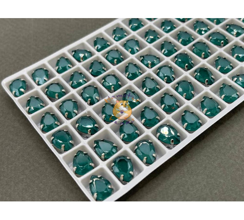 Стразы Капли лаковые Emerald Moka 10×7 мм/ оправа никель