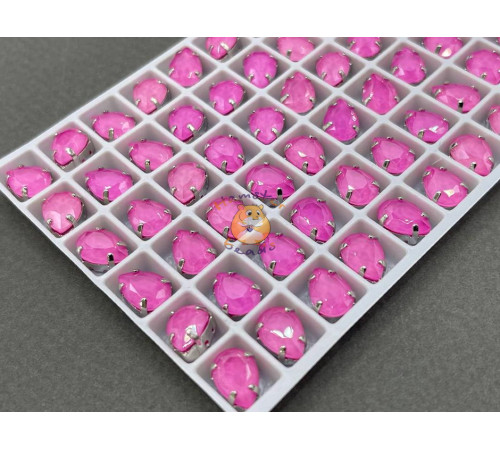 Стразы Капли лаковые Pink Moka 10×7 мм/ оправа никель