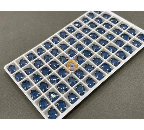 Стразы Капли лаковые Twilight Blue Moka 10×7 мм/ оправа никель