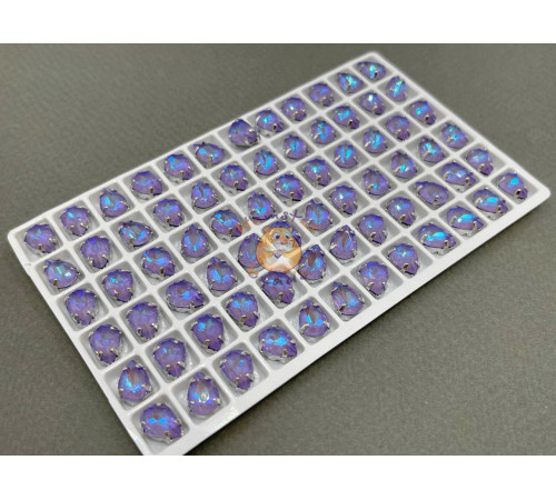 Стразы Капля Violet NEO пришивные в оправе 10×7 мм/ оправа никель