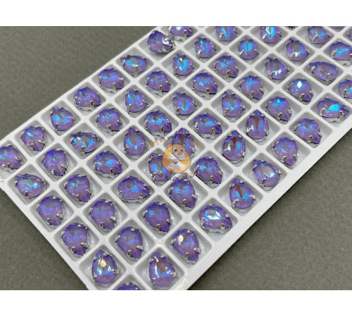 Стразы Капля Violet NEO пришивные в оправе 10×7 мм/ оправа никель