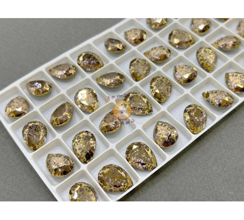 Стразы Капли Патина Light Rose/Gold 10×14 мм