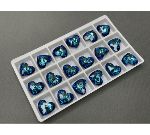 Подвеска Сердце Crystal Bermuda Blue 18×15 мм