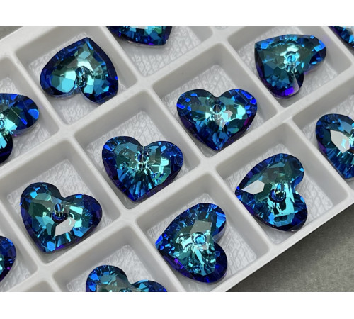 Подвеска Сердце Crystal Bermuda Blue 18×15 мм