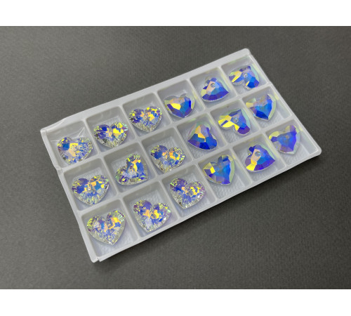 Подвеска Сердце Crystal AB 18×15 мм