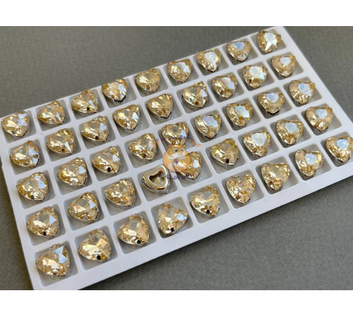 Стразы Сердце Crystal Golden Shadow в оправе 10×10мм/ оправа никель