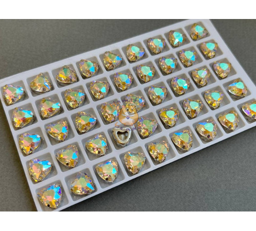 Стразы Сердце Crystal Paradise Shine в оправе 10×10мм/ оправа никель