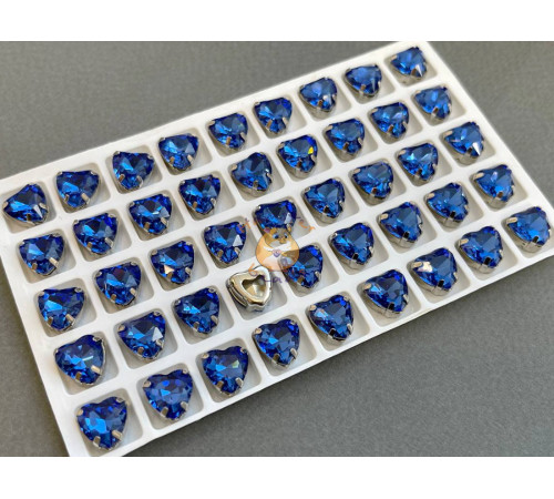 Стразы Сердце Sapphire в оправе 10×10мм/ оправа никель