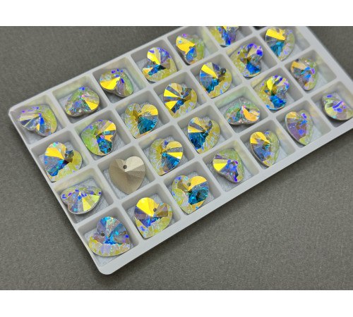Подвеска Сердце Crystal AB Foiled 14×14 мм
