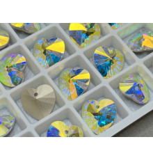 Подвеска Сердце Crystal AB Foiled 14×14 мм