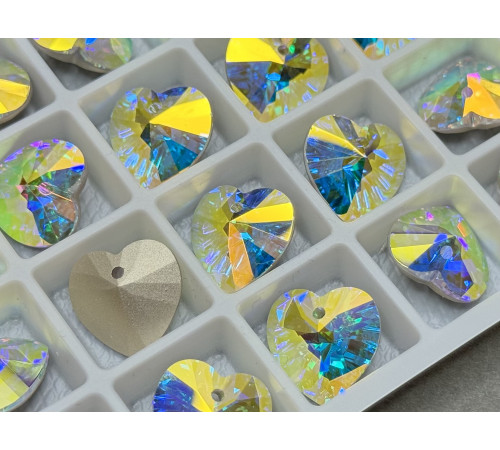 Подвеска Сердце Crystal AB Foiled 14×14 мм