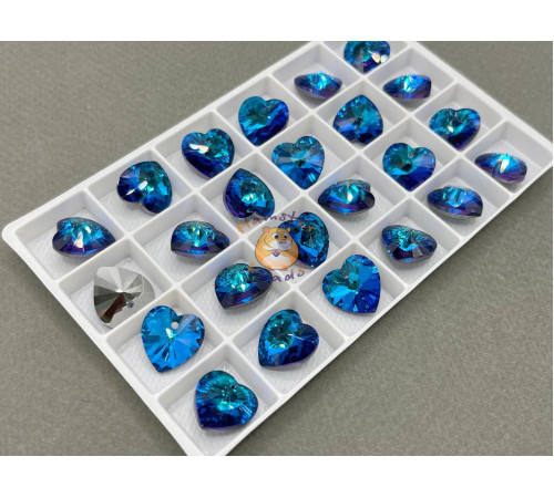 Подвеска Сердце Crystal Bermuda Blue 14×14 мм