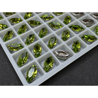 Стразы Наветт Peridot 10×5 мм/ оправа серебро