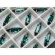 Стразы Наветт Emerald пришивные в оправе 15×4 мм/ оправа серебро